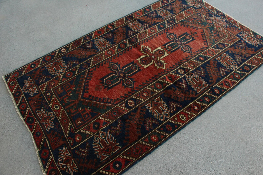 Vintage Turkish Accent Area rug 3.8 x 6.6 ft