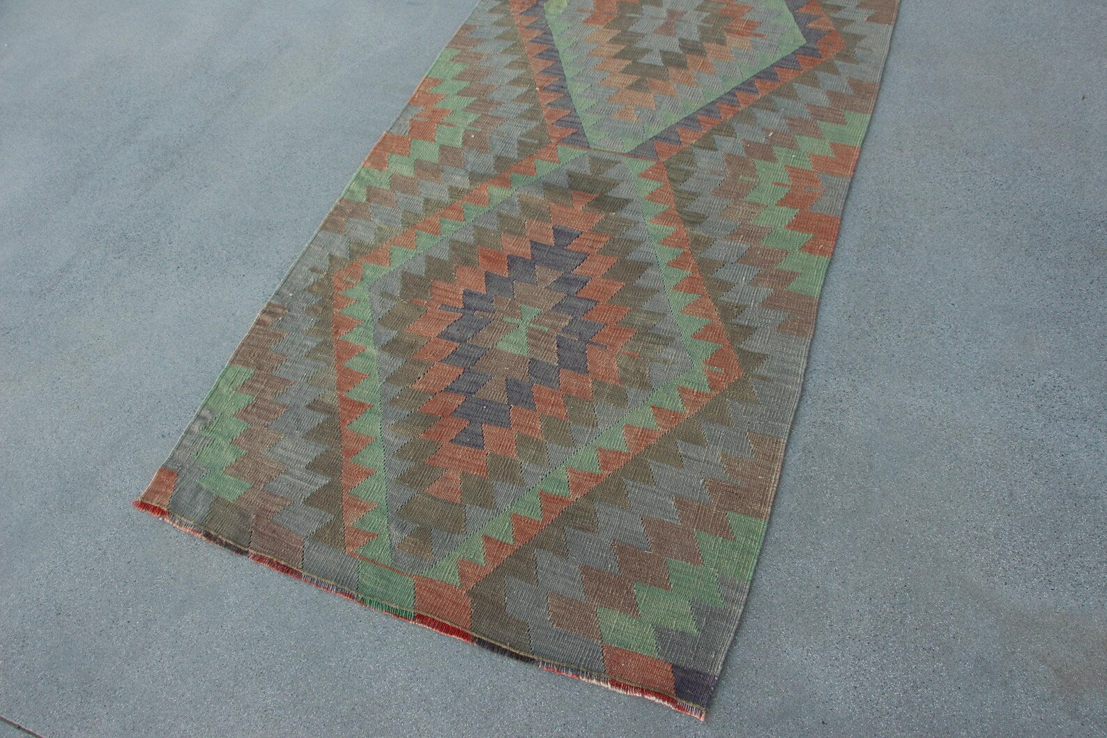 Vintage Turkish Runner Rug 3.2 x 11.1 ft