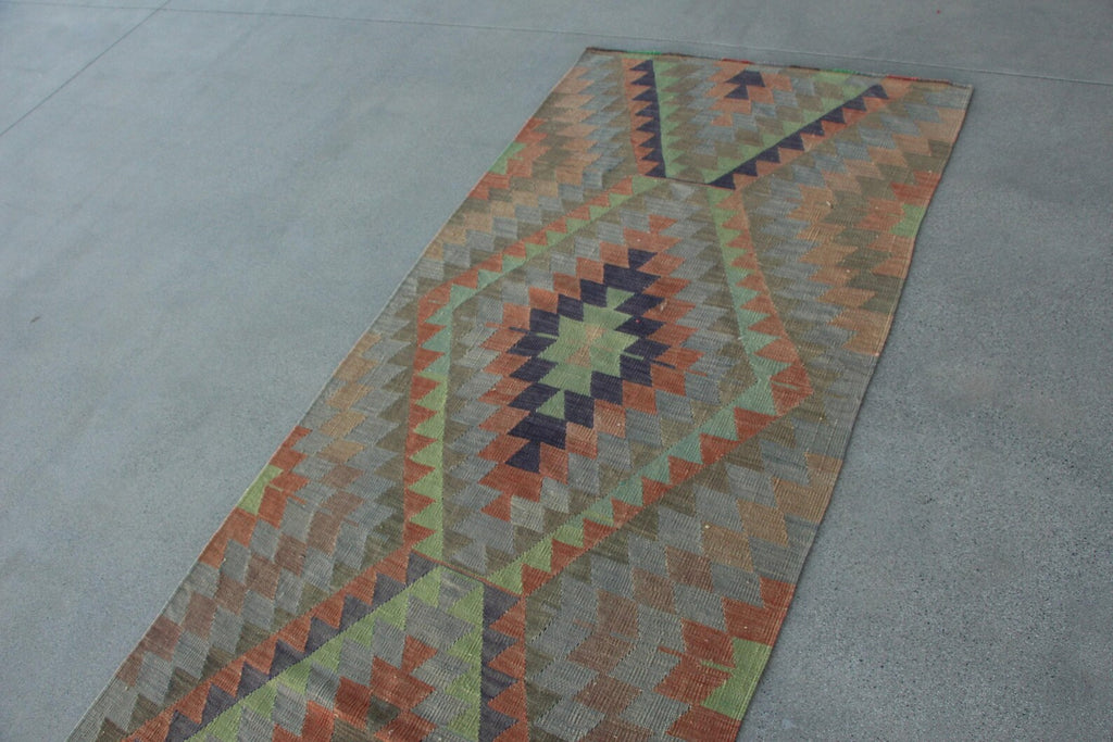 Vintage Turkish Runner Rug 3.2 x 11.1 ft