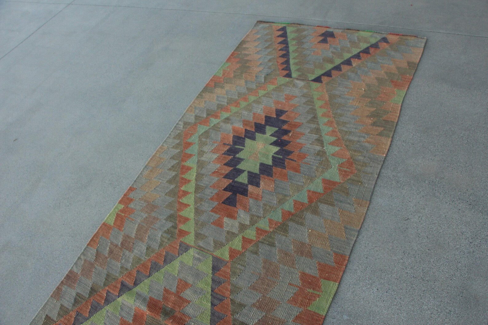 Vintage Turkish Runner Rug 3.2 x 11.1 ft