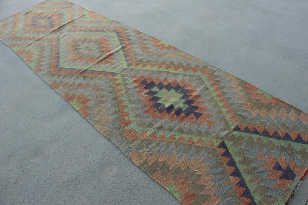 Vintage Turkish Runner Rug 3.2 x 11.1 ft