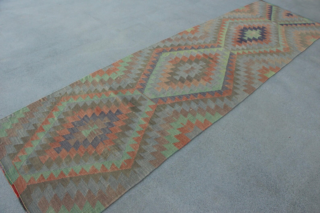 Vintage Turkish Runner Rug 3.2 x 11.1 ft