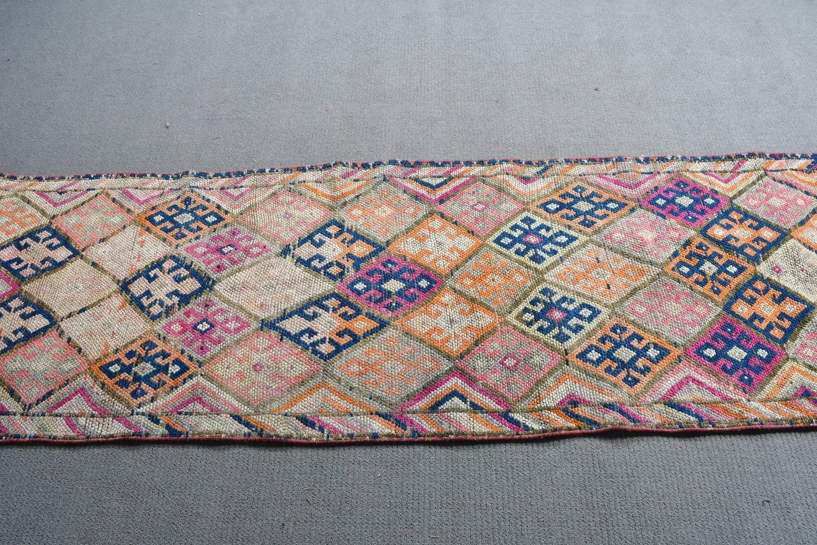 Vintage Turkish Runner Rug 2.6 x 10.1 ft