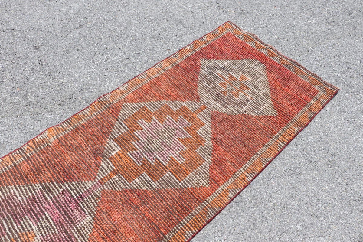 Vintage Turkish Runner Rug 2.7 x 9.9 ft