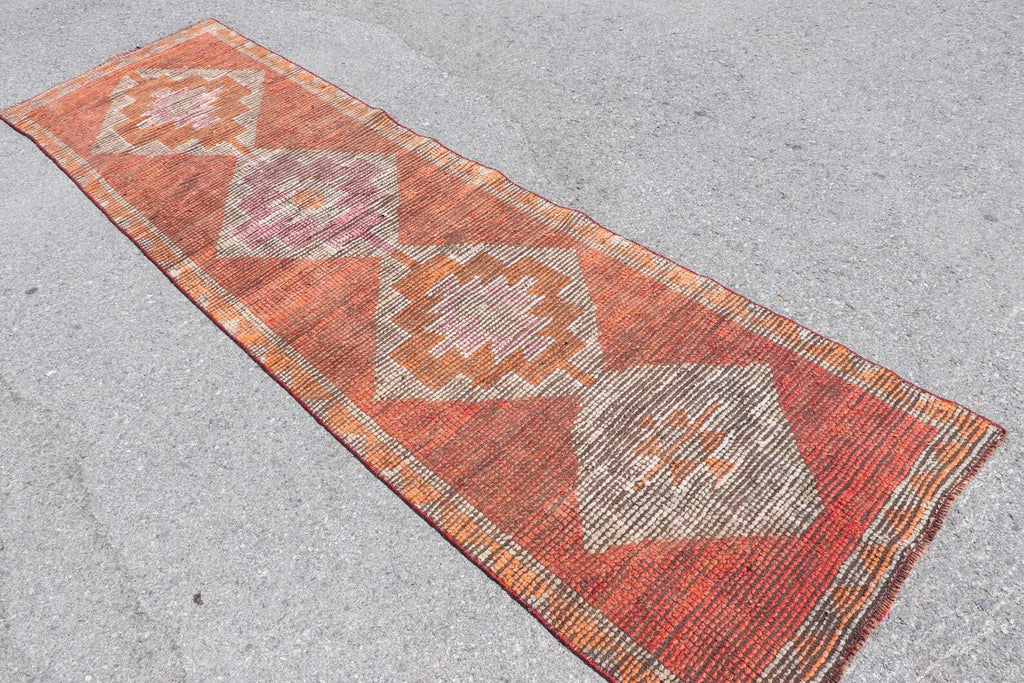 Vintage Turkish Runner Rug 2.7 x 9.9 ft