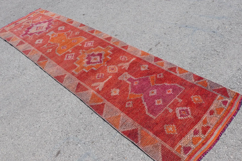 Vintage Turkish Runner Rug 2.8 x 10.8 ft
