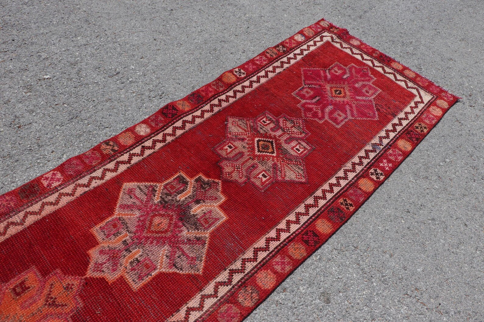 Vintage Turkish Runner Rug 2.7 x 13.4 ft