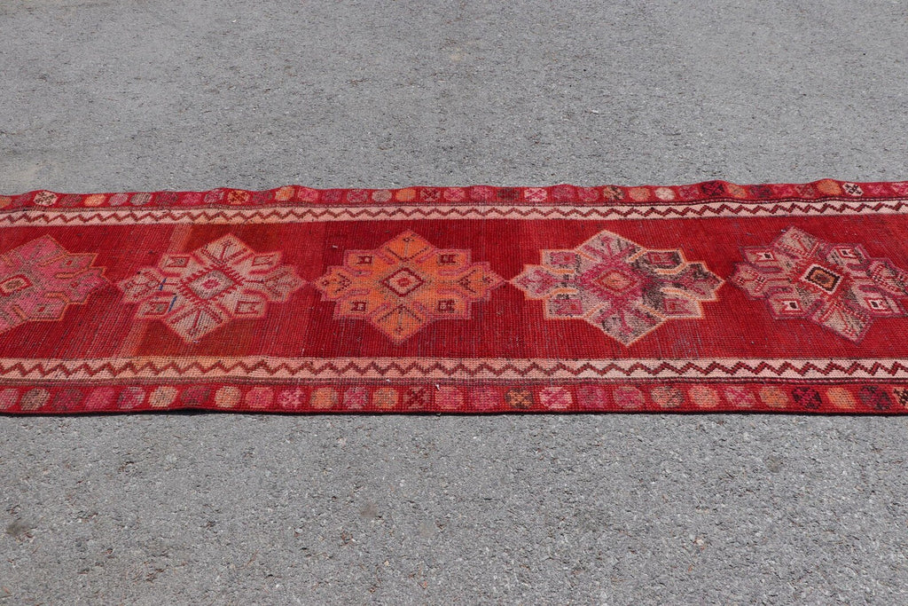 Vintage Turkish Runner Rug 2.7 x 13.4 ft