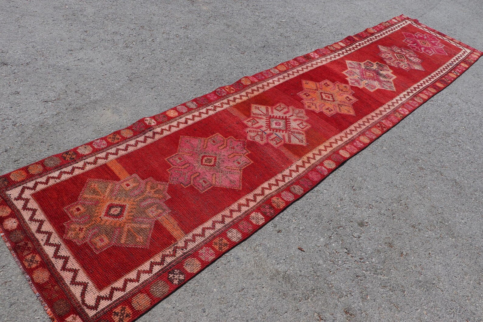 Vintage Turkish Runner Rug 2.7 x 13.4 ft