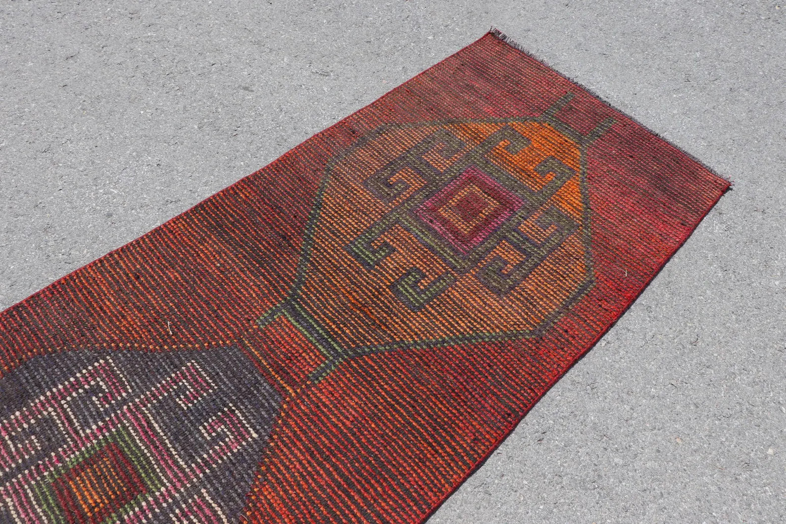 Vintage Turkish Runner Rug 3 x 9.2 ft