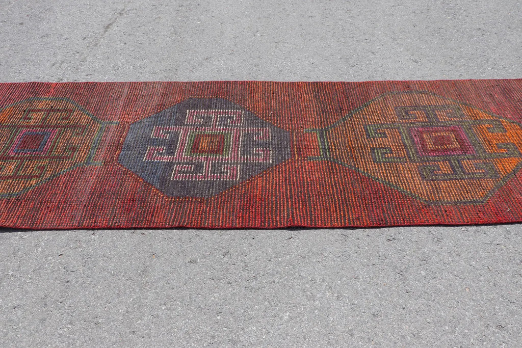 Vintage Turkish Runner Rug 3 x 9.2 ft