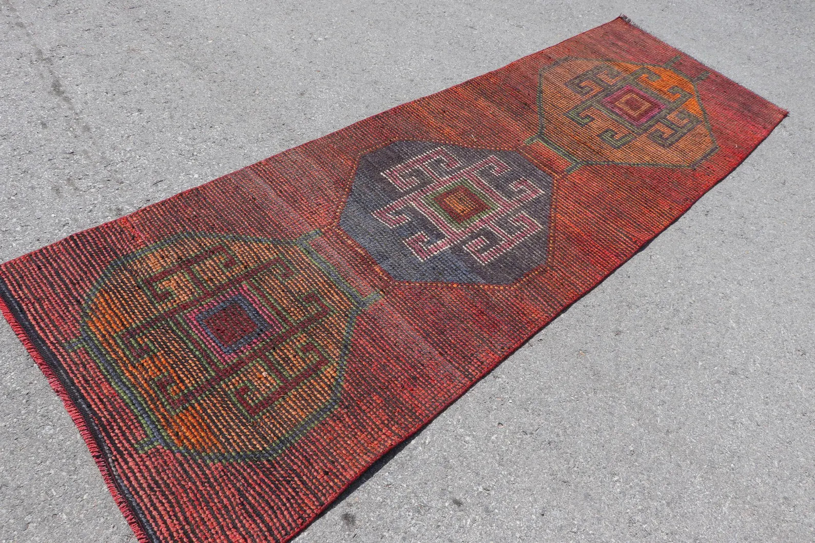 Vintage Turkish Runner Rug 3 x 9.2 ft