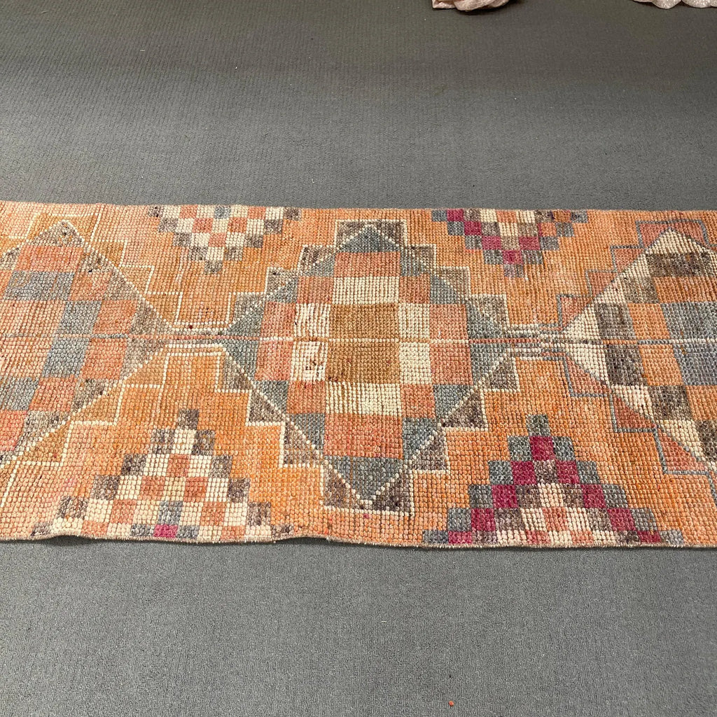 Vintage Turkish Runner Rug 2.6 x 8.1 ft