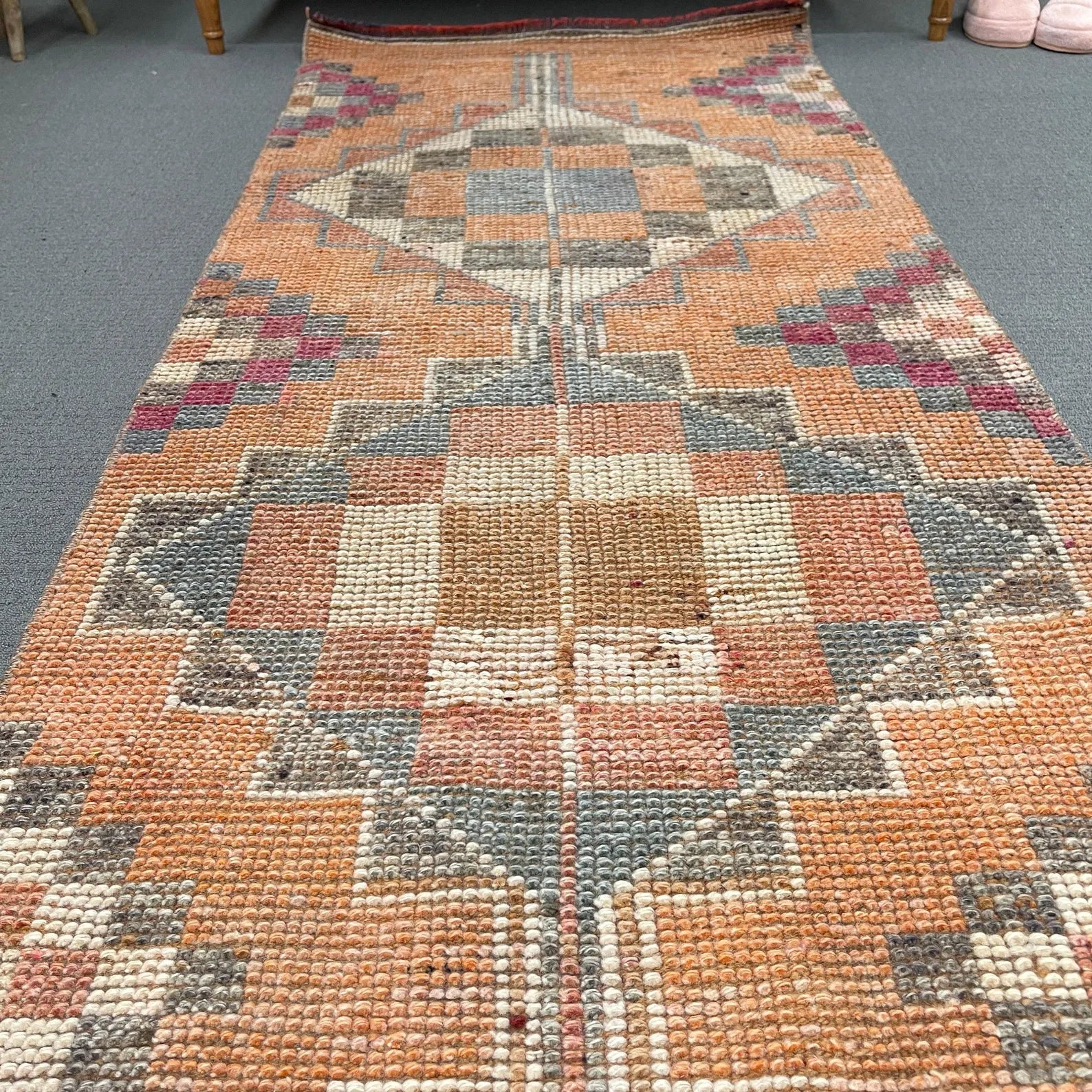 Vintage Turkish Runner Rug 2.6 x 8.1 ft
