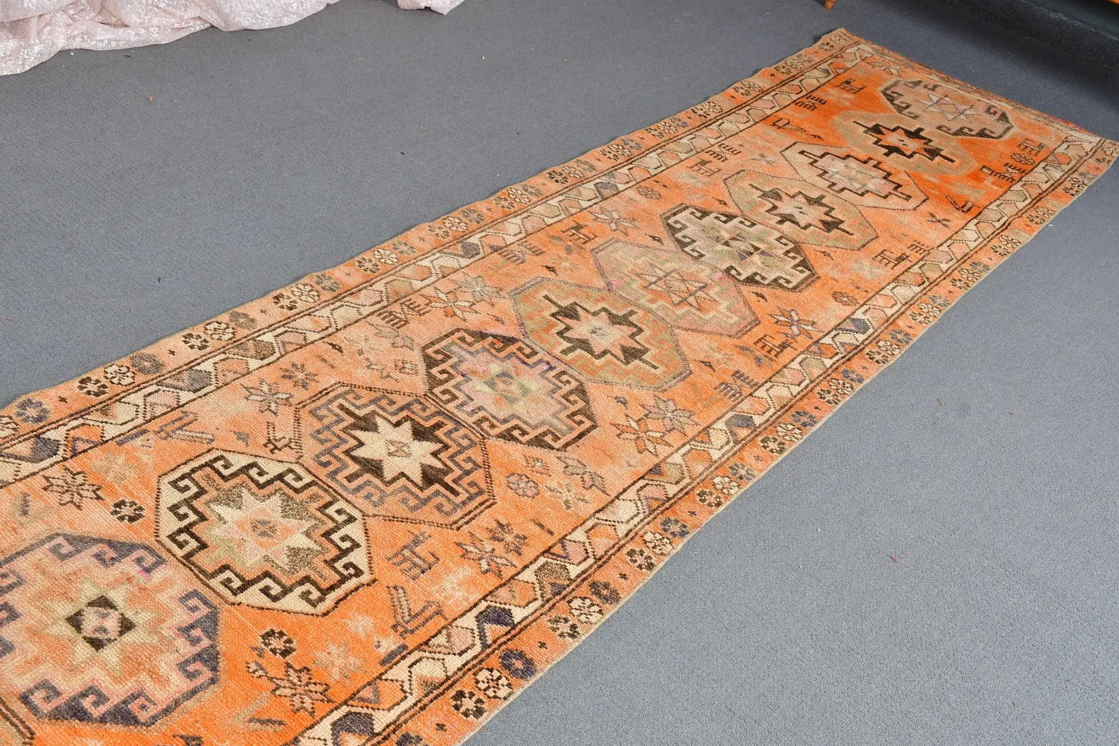 Vintage Turkish Runner Rug 2.7 x 10.5 ft