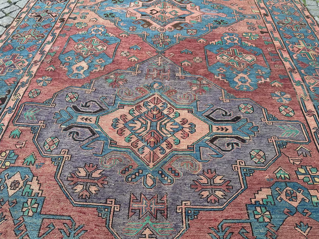 XL Vintage Soumak Accent Area Rug 6.7 x 12.1 ft