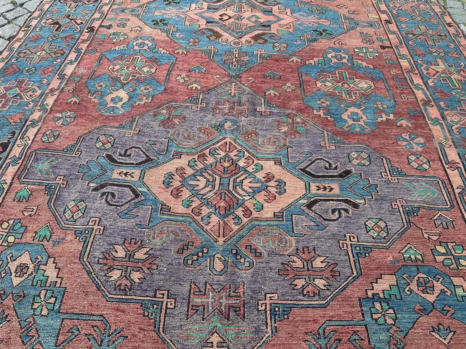 XL Vintage Soumak Accent Area Rug 6.7 x 12.1 ft