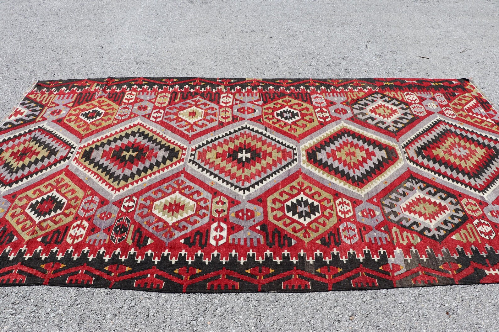 XL Vintage Turkish Accent Area Rug 5.2 x 9.8 ft