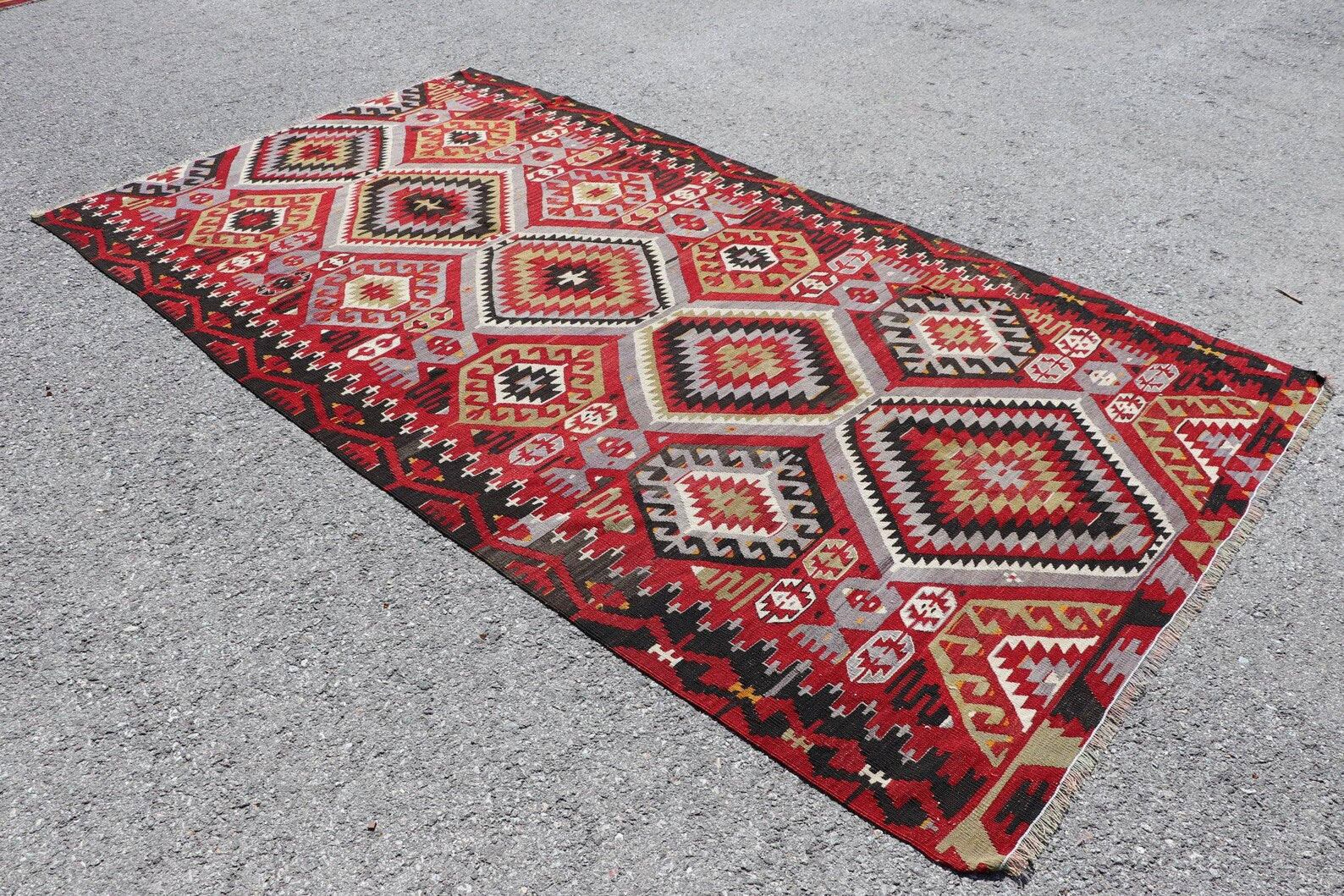 XL Vintage Turkish Accent Area Rug 5.2 x 9.8 ft