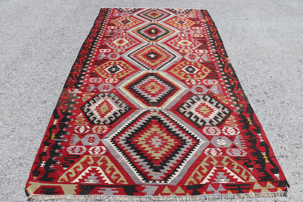 XL Vintage Turkish Accent Area Rug 5.2 x 9.8 ft
