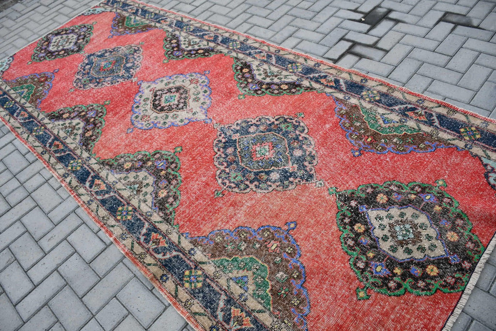 XL Vintage Turkish Accent Area rug 4.7 x 11.1 ft