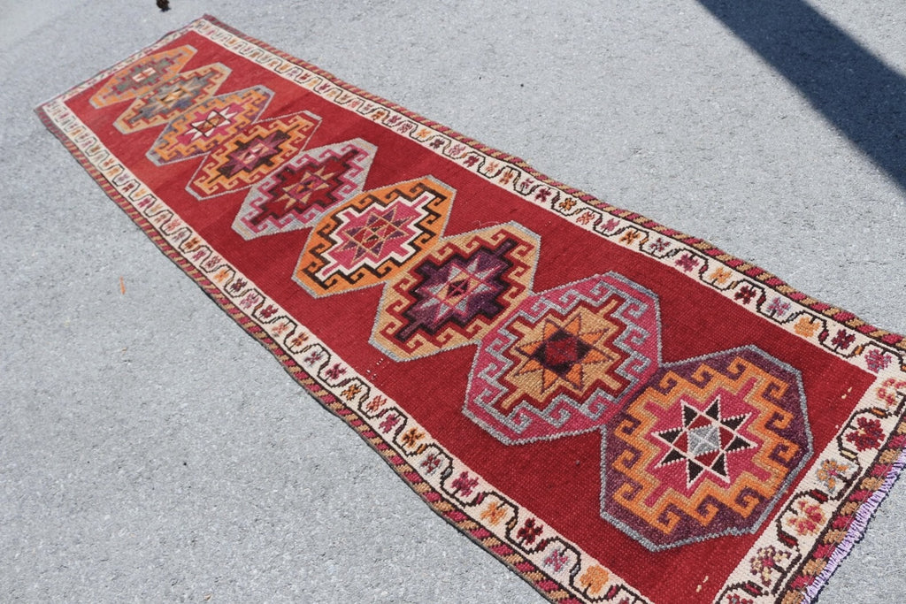 Vintage Turkish Runner Rug 3 x 11.2 ft