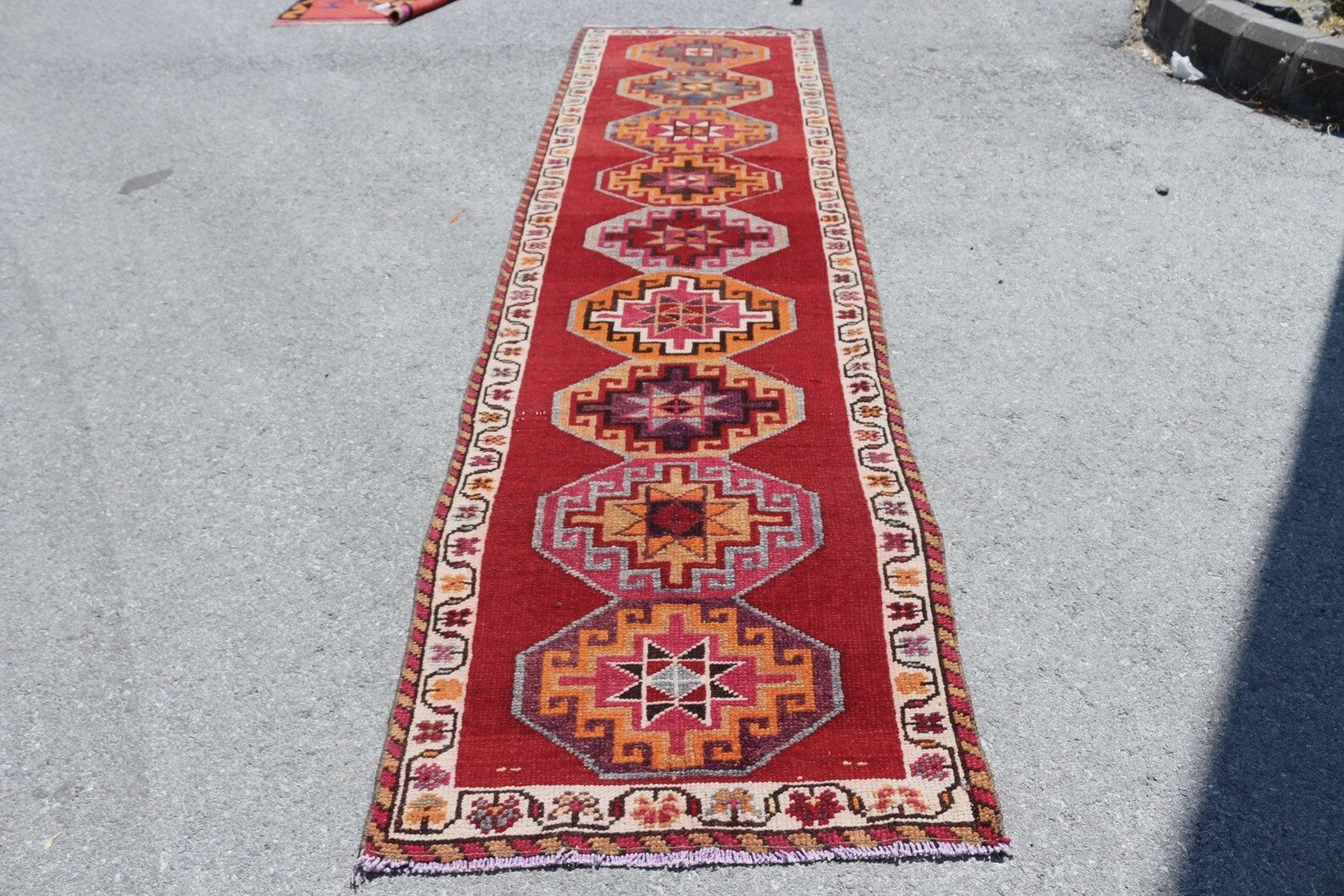 Vintage Turkish Runner Rug 3 x 11.2 ft