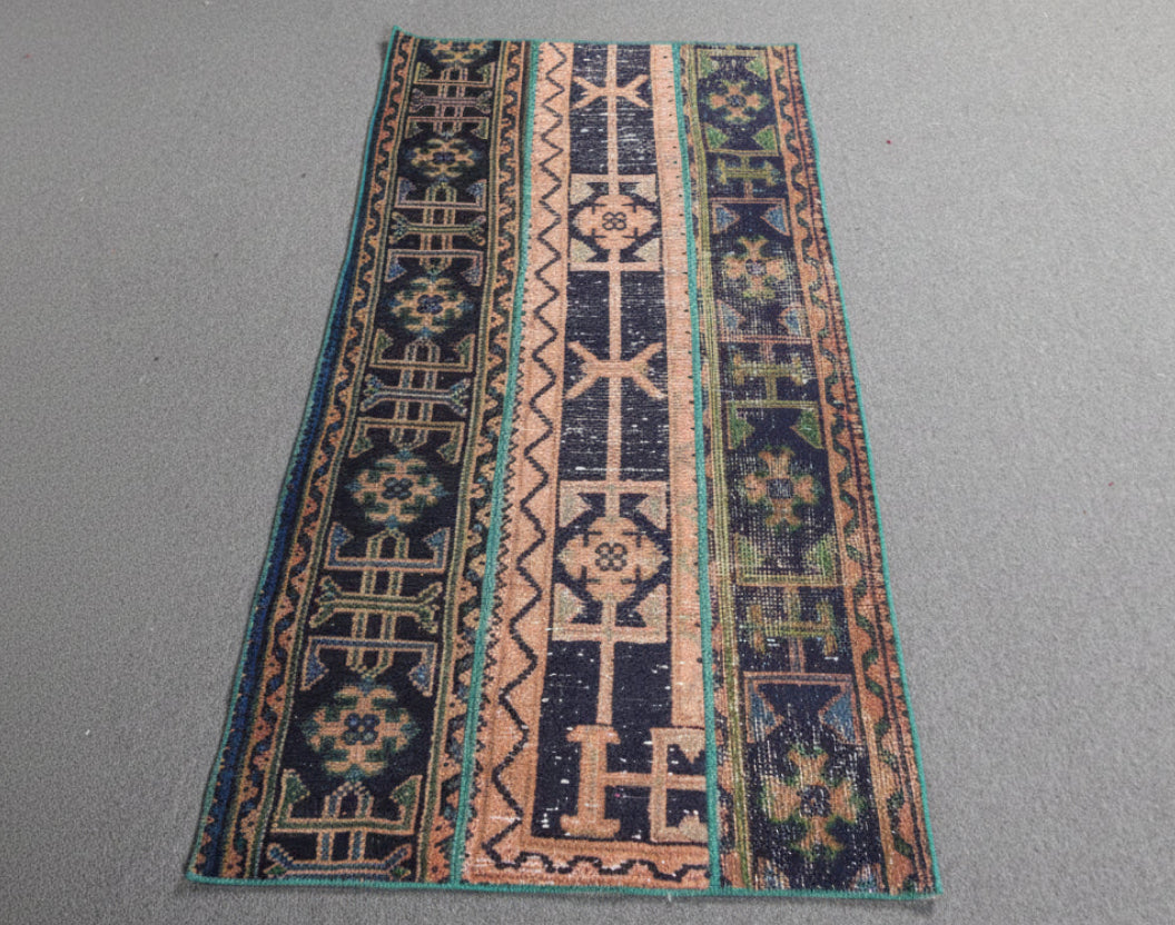 Vintage Turkish Runner Rug 2.4 x 5 ft