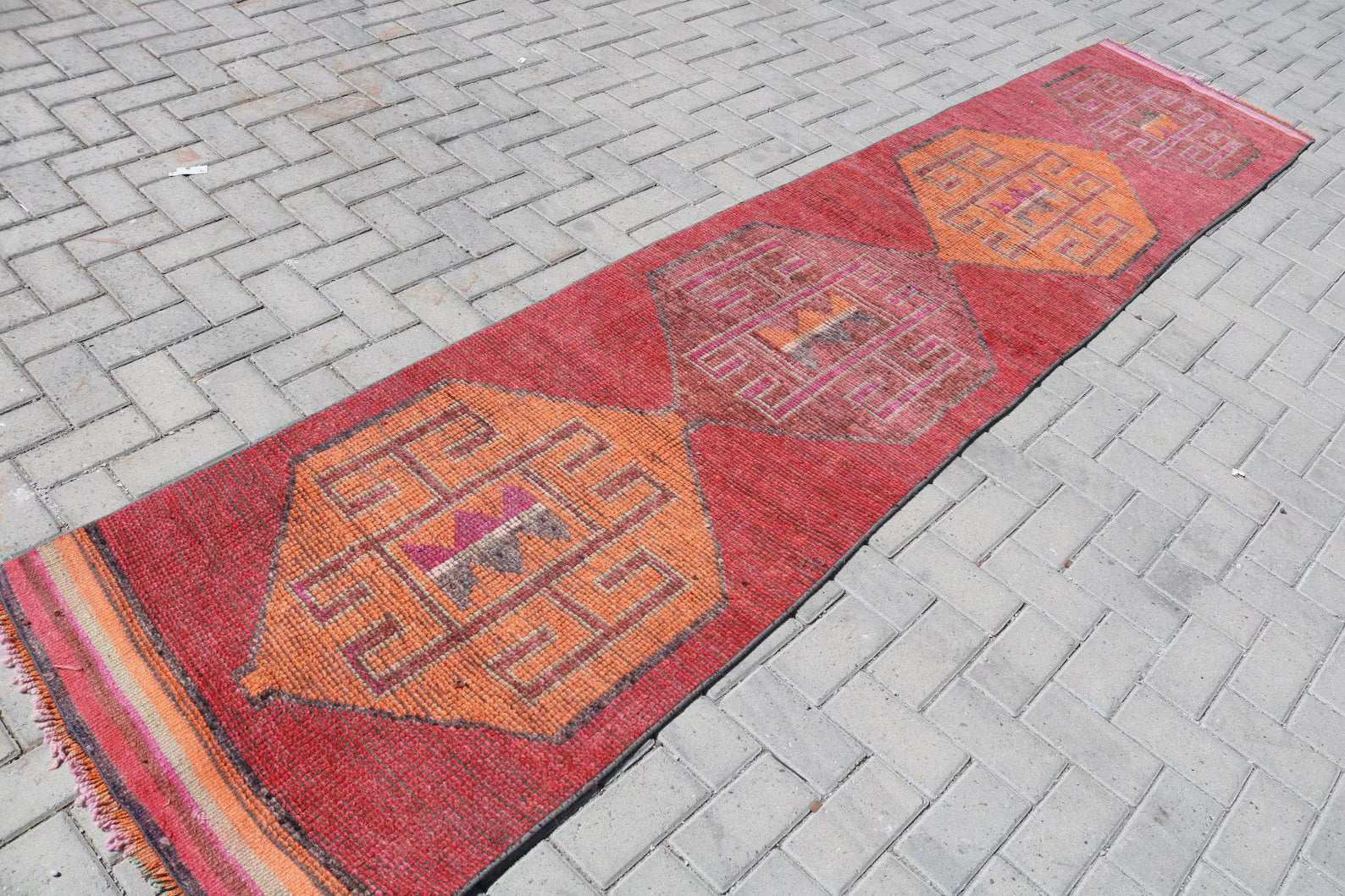 Vintage Turkish Runner Rug 2.5 x 11.5 ft
