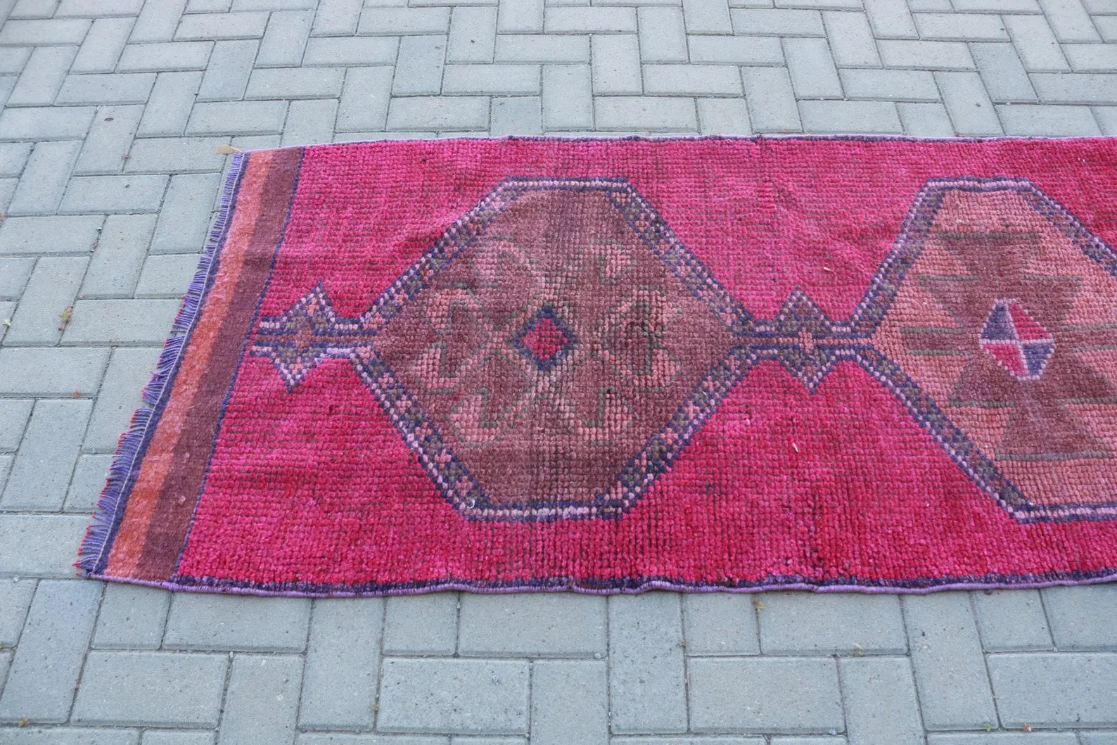 Vintage Turkish Runner Rug 3 x 9.4 ft