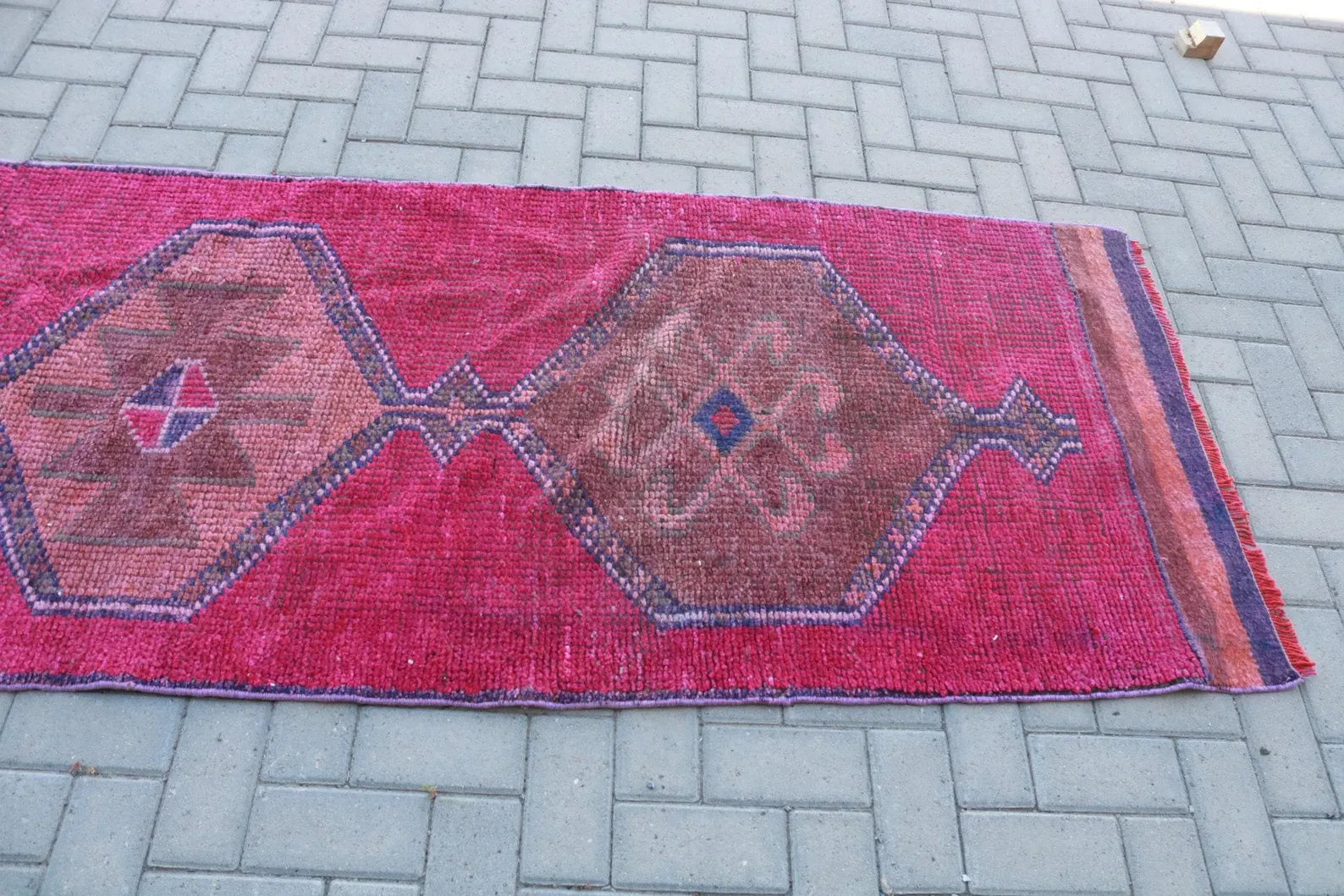 Vintage Turkish Runner Rug 3 x 9.4 ft