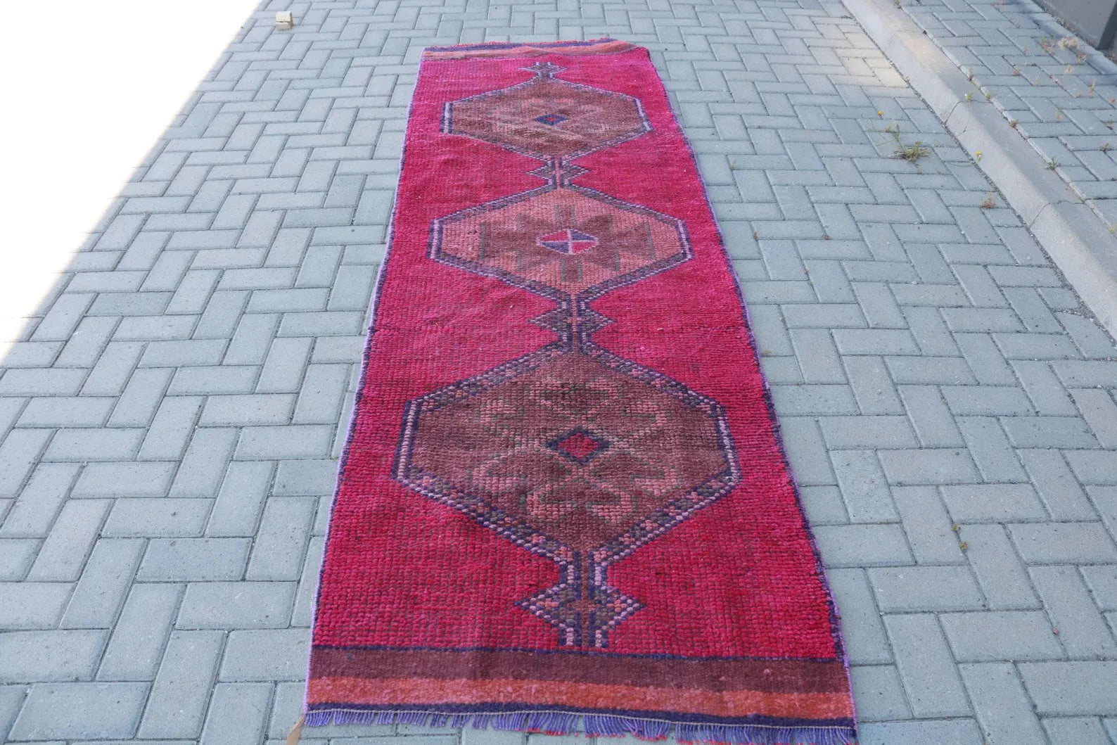 Vintage Turkish Runner Rug 3 x 9.4 ft