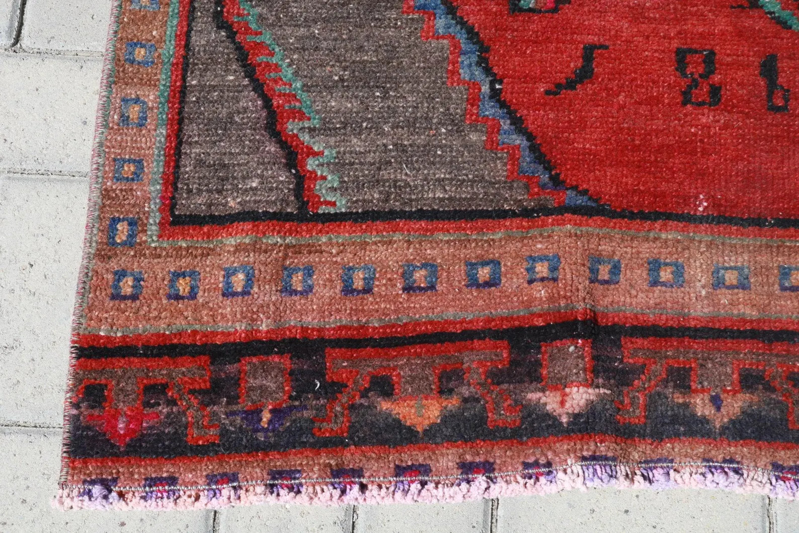 Vintage Turkish Runner Rug 3.8 x 13.6 ft
