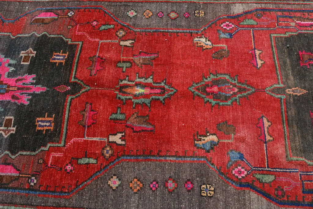 Vintage Turkish Runner Rug 3.8 x 13.6 ft