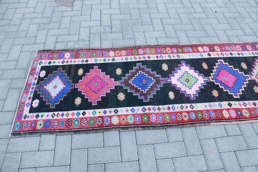 Vintage Turkish Runner Rug 2.7 x 11.4 ft
