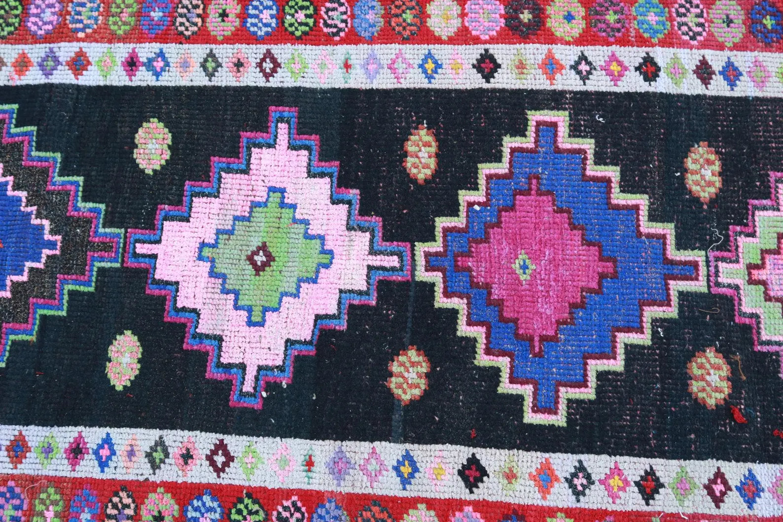 Vintage Turkish Runner Rug 2.7 x 11.4 ft
