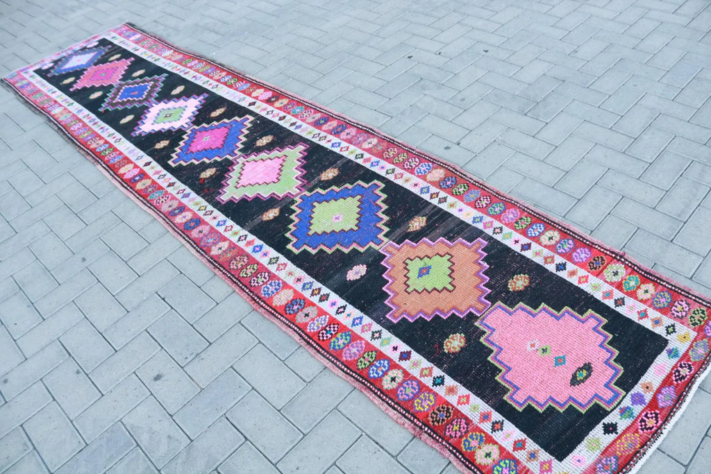 Vintage Turkish Runner Rug 2.7 x 11.4 ft