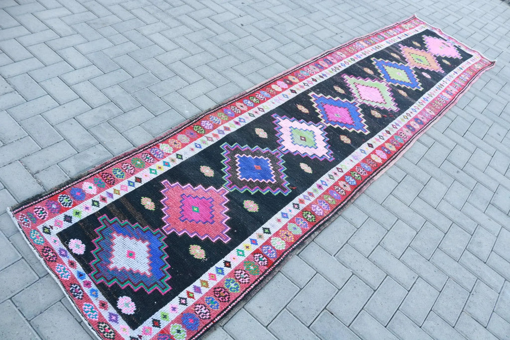 Vintage Turkish Runner Rug 2.7 x 11.4 ft