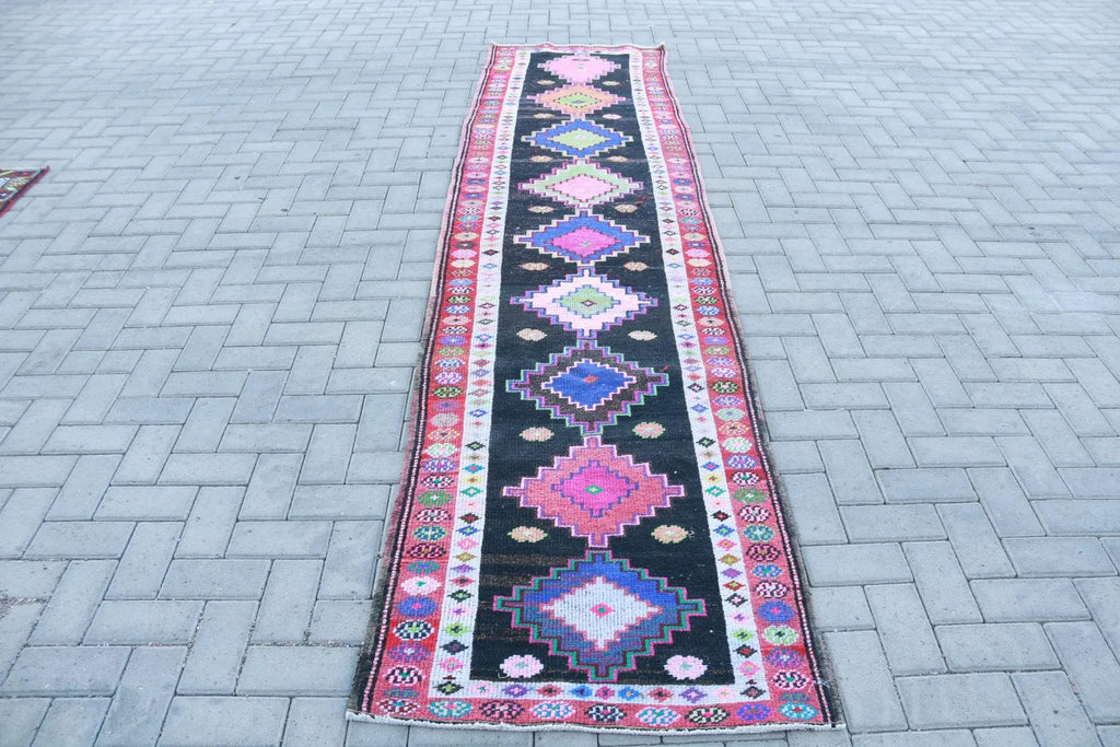 Vintage Turkish Runner Rug 2.7 x 11.4 ft
