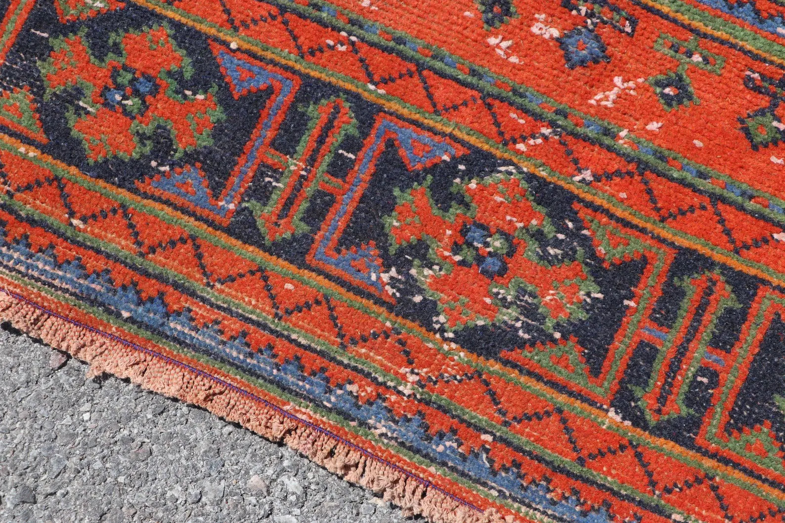Vintage Turkish Accent Area rug 4.4 x 11.5 ft
