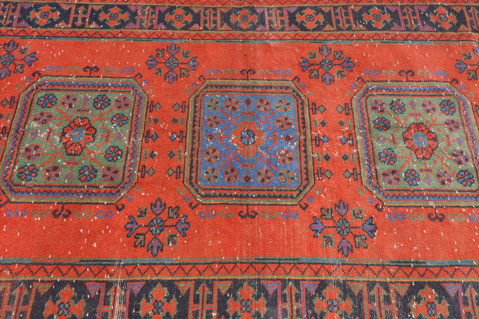 Vintage Turkish Accent Area rug 4.4 x 11.5 ft