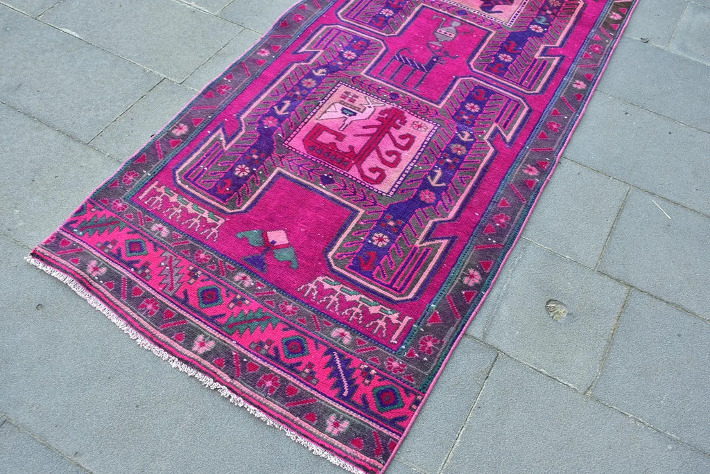 Vintage Persian Runner Rug 2.9 x 9.9 ft