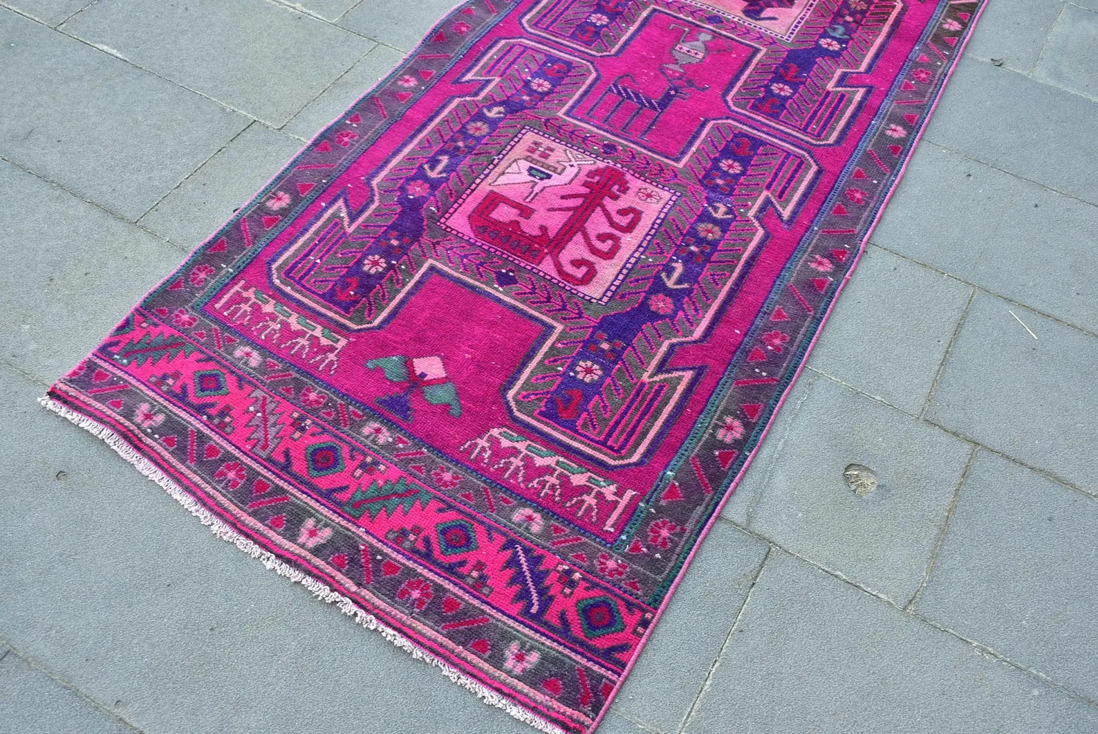 Vintage Persian Runner Rug 2.9 x 9.9 ft