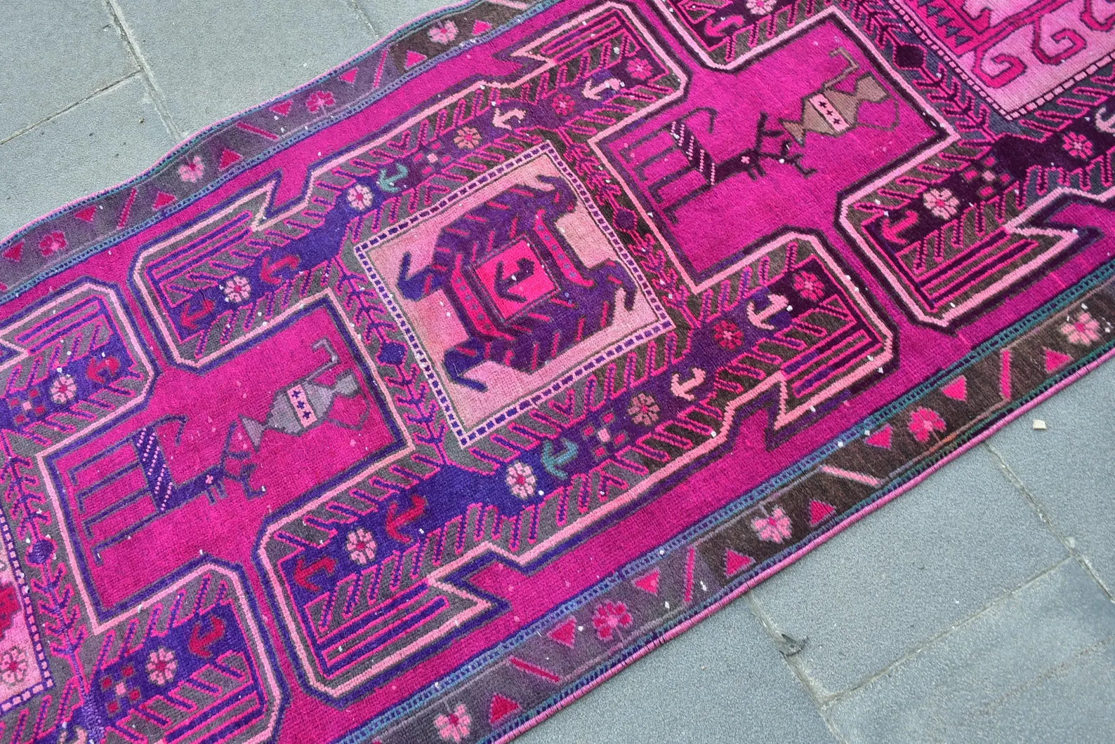 Vintage Persian Runner Rug 2.9 x 9.9 ft