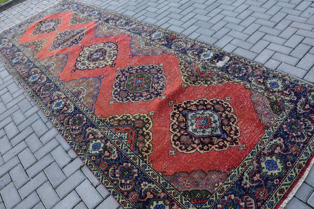 XL Vintage Turkish Accent Area rug 4.8 x 13.7 ft