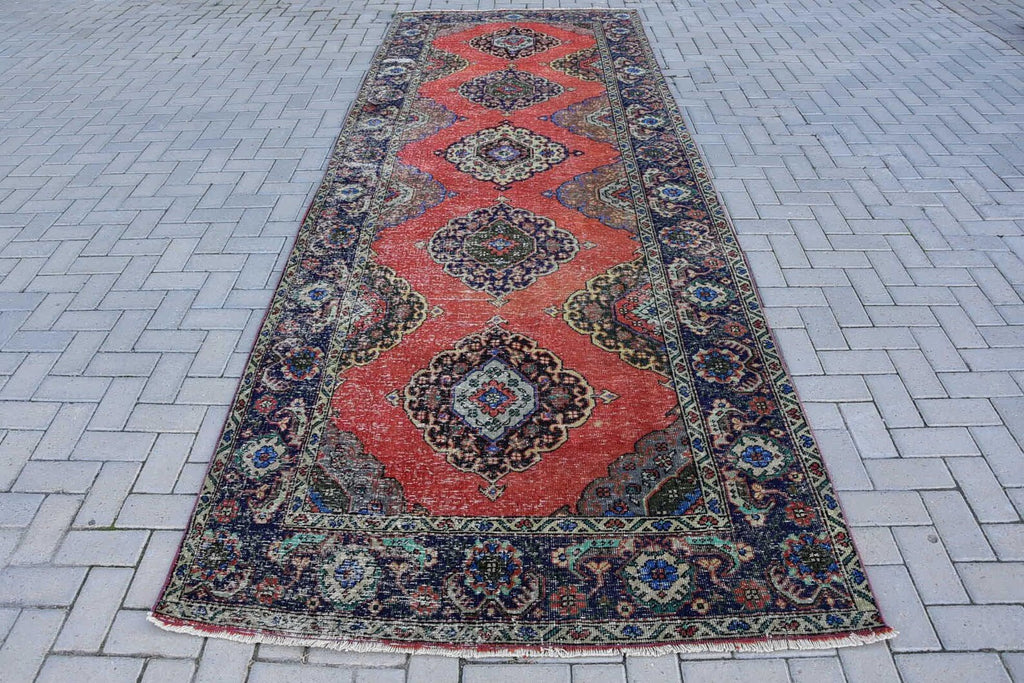 XL Vintage Turkish Accent Area rug 4.8 x 13.7 ft