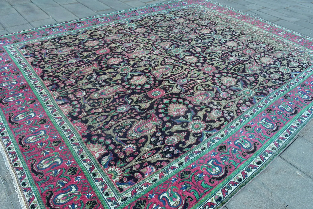 XL Vintage Turkish Accent Area Rug 9.5 x 12.3 ft