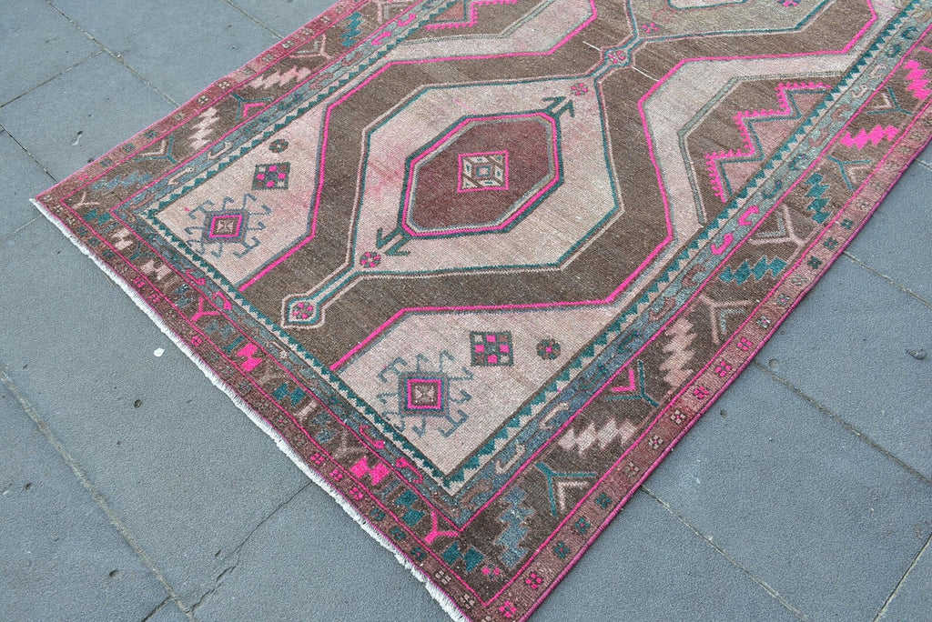 Vintage Persian Accent Area Rug 4.2 x 10.1 ft