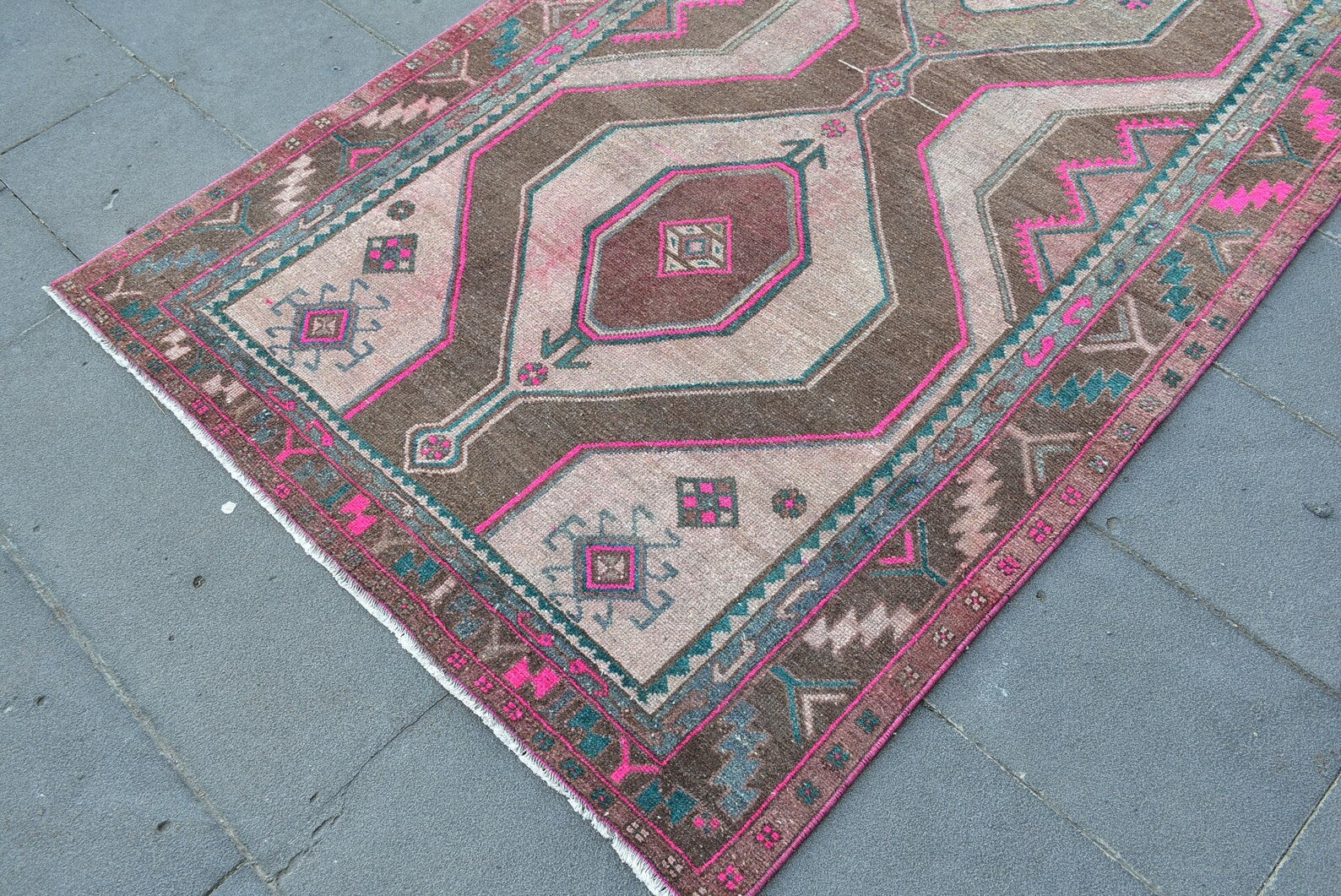 Vintage Persian Accent Area Rug 4.2 x 10.1 ft