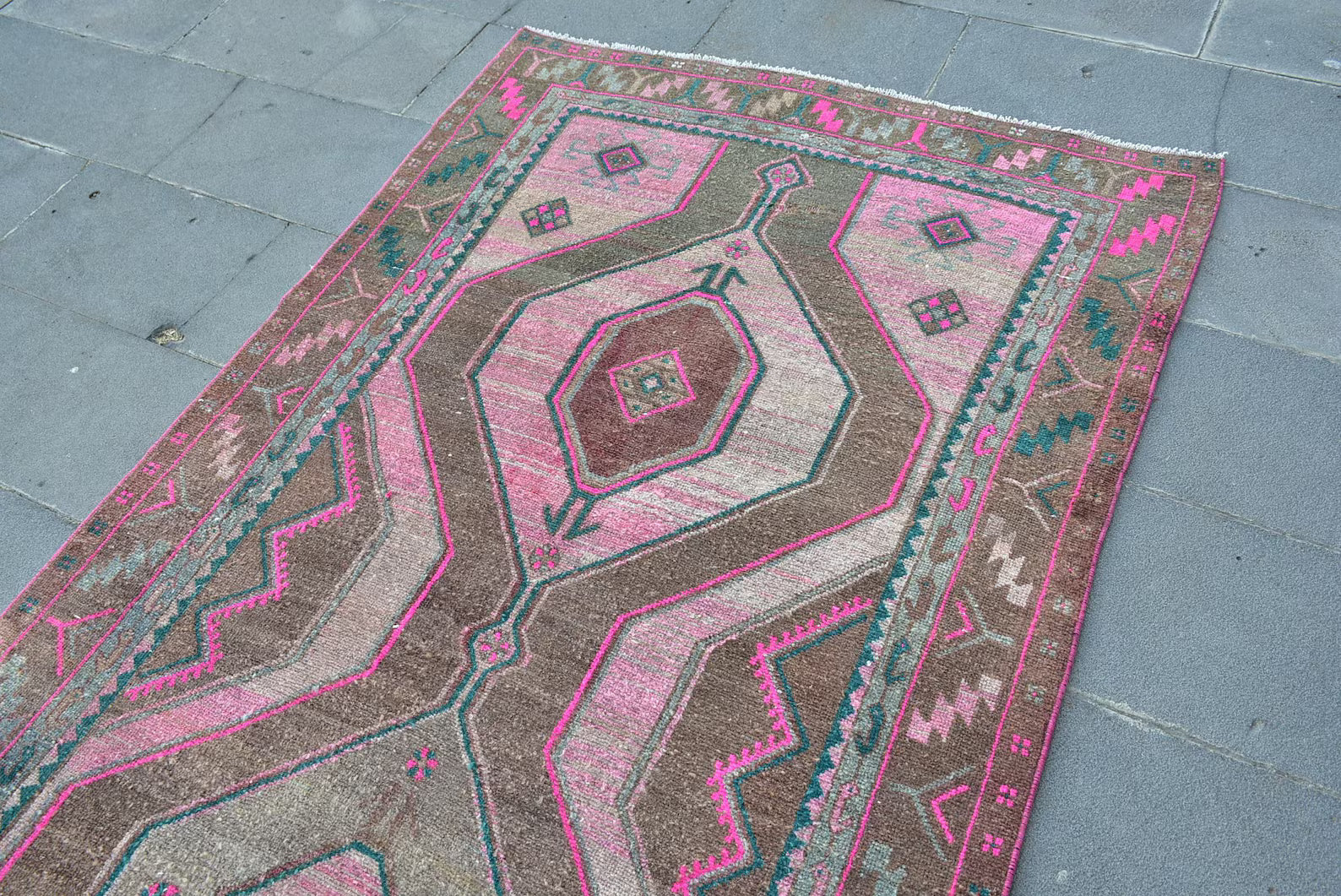 Vintage Persian Accent Area Rug 4.2 x 10.1 ft